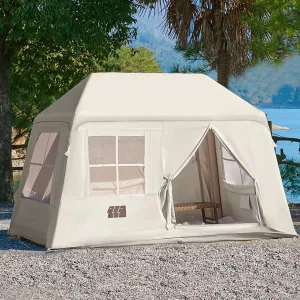 Inflatable Tents for Camping, Blow Up Tents with Hand Pump, 3-4 Person Air Glamping Tent, Easy Setup 4 Season Waterproof Windproof Outdoor Glamping House