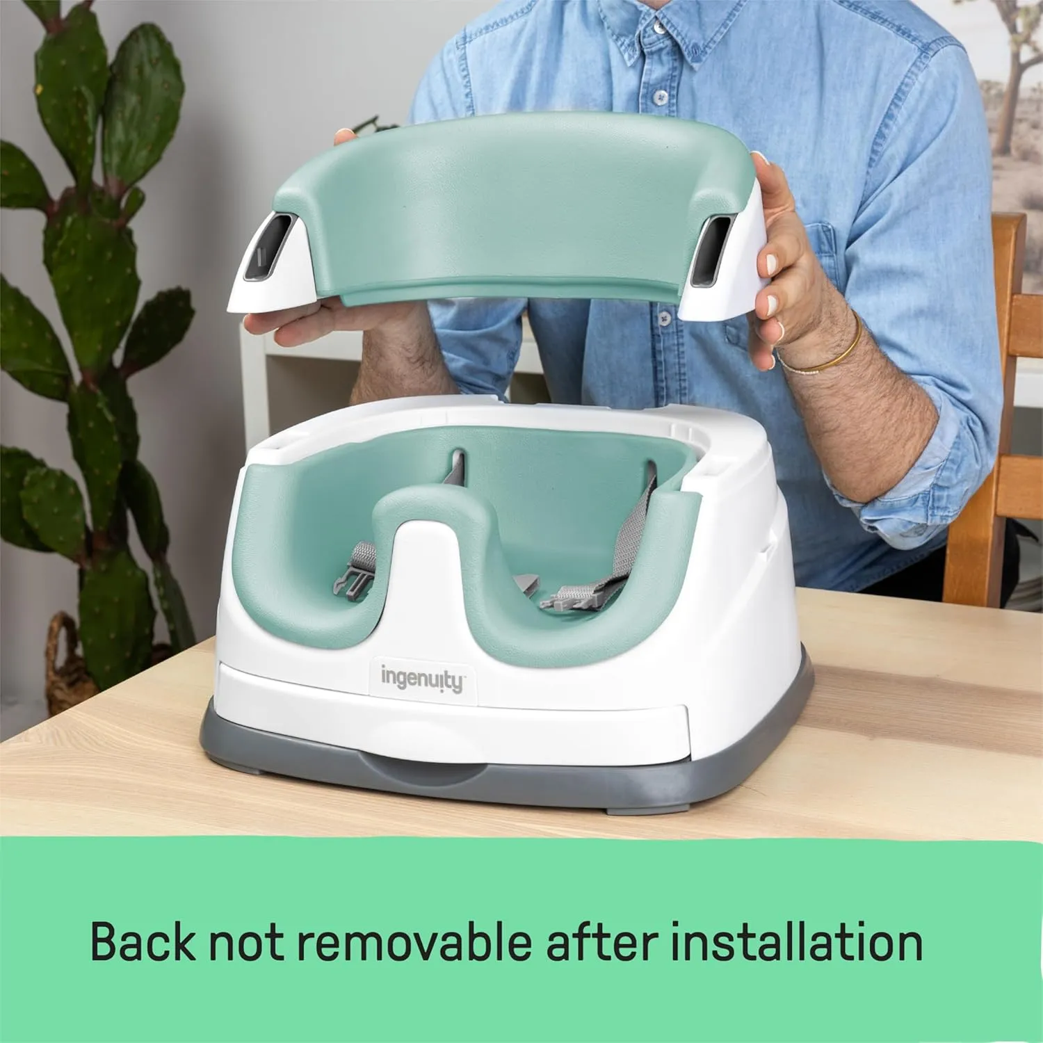 Ingenuity Baby Base 2-in-1 Booster Feeding and Floor Seat with Self-Storing Tray - Mist