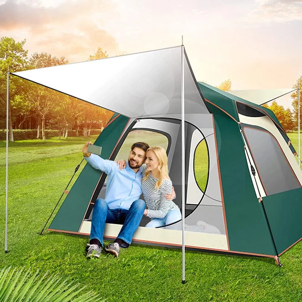 Instant Pop-Up Camping Tent for 3-8 People Lightweight Tent Double Layer Family Tent with Carrying Bag for Outdoor Camping Hiking Climbing Fishing Sur (Dark Green 5~8 Person)