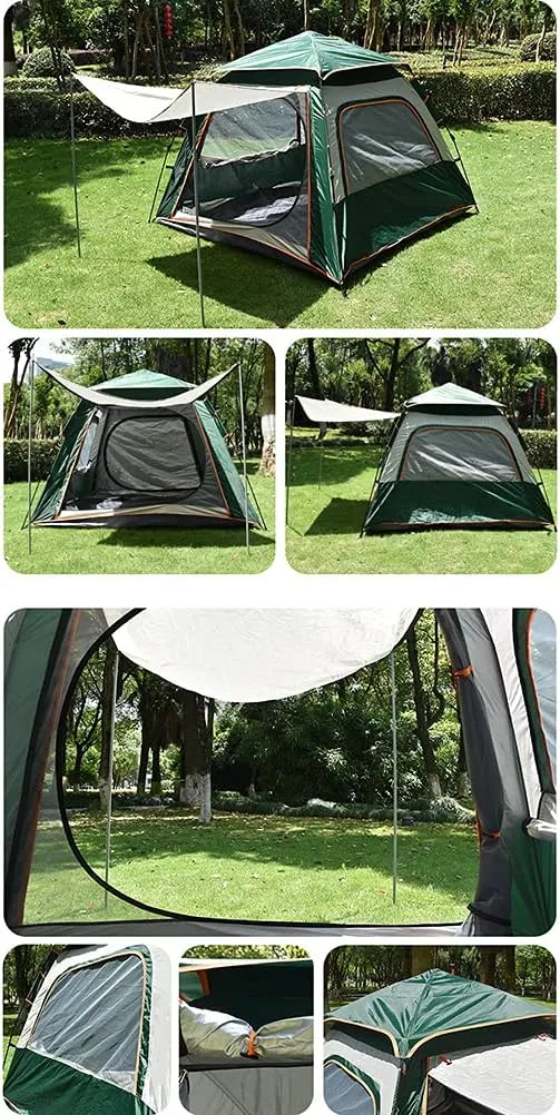 Instant Pop-Up Camping Tent for 3-8 People Lightweight Tent Double Layer Family Tent with Carrying Bag for Outdoor Camping Hiking Climbing Fishing Sur (Dark Green 5~8 Person)