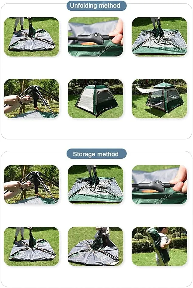 Instant Pop-Up Camping Tent for 3-8 People Lightweight Tent Double Layer Family Tent with Carrying Bag for Outdoor Camping Hiking Climbing Fishing Sur (Dark Green 5~8 Person)