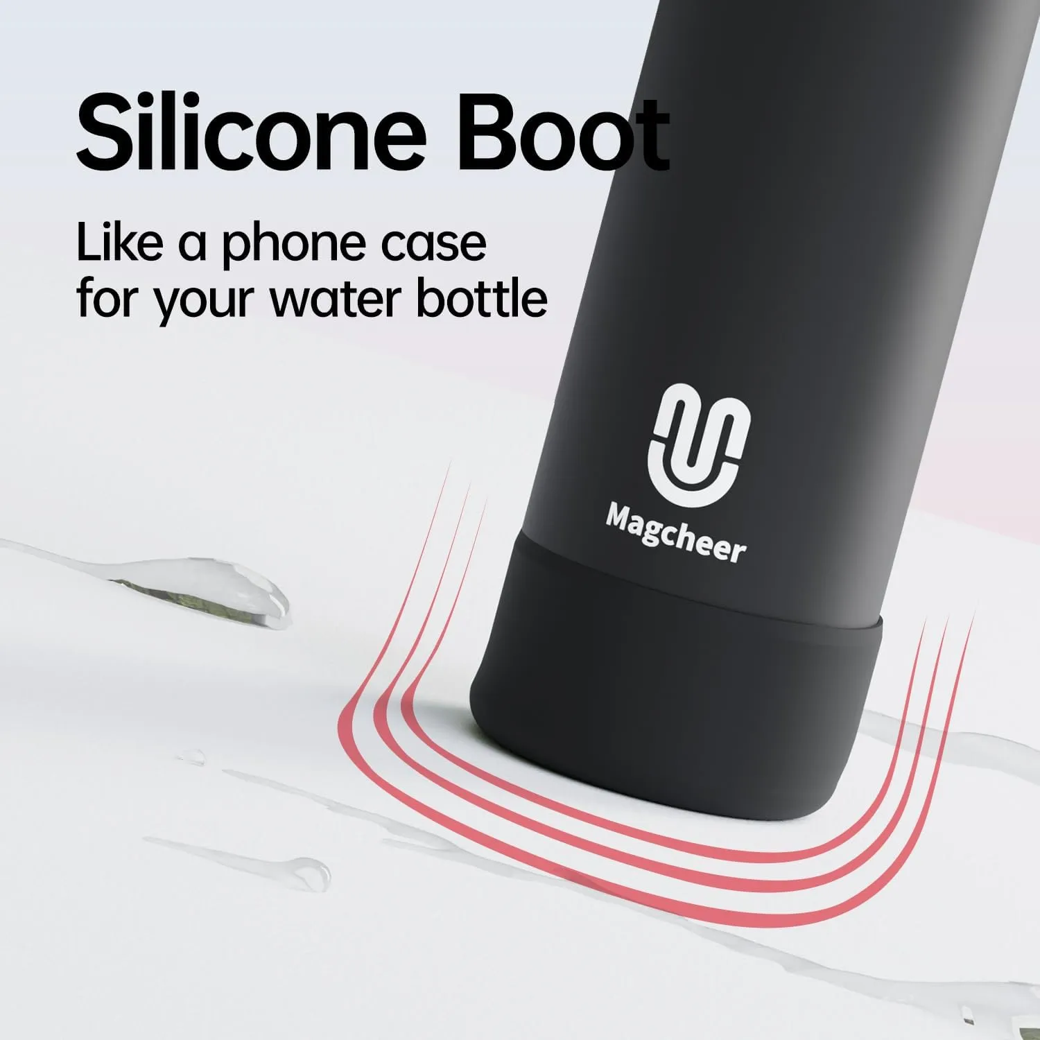 Insulated Magnetic Water Bottle - Reusable Stainless Steel Bottle with MagSafe Compatible Phone Holder - Keeps Cold for 24 Hours - Perfect for Gym, Sports, and Travel - Black 24oz