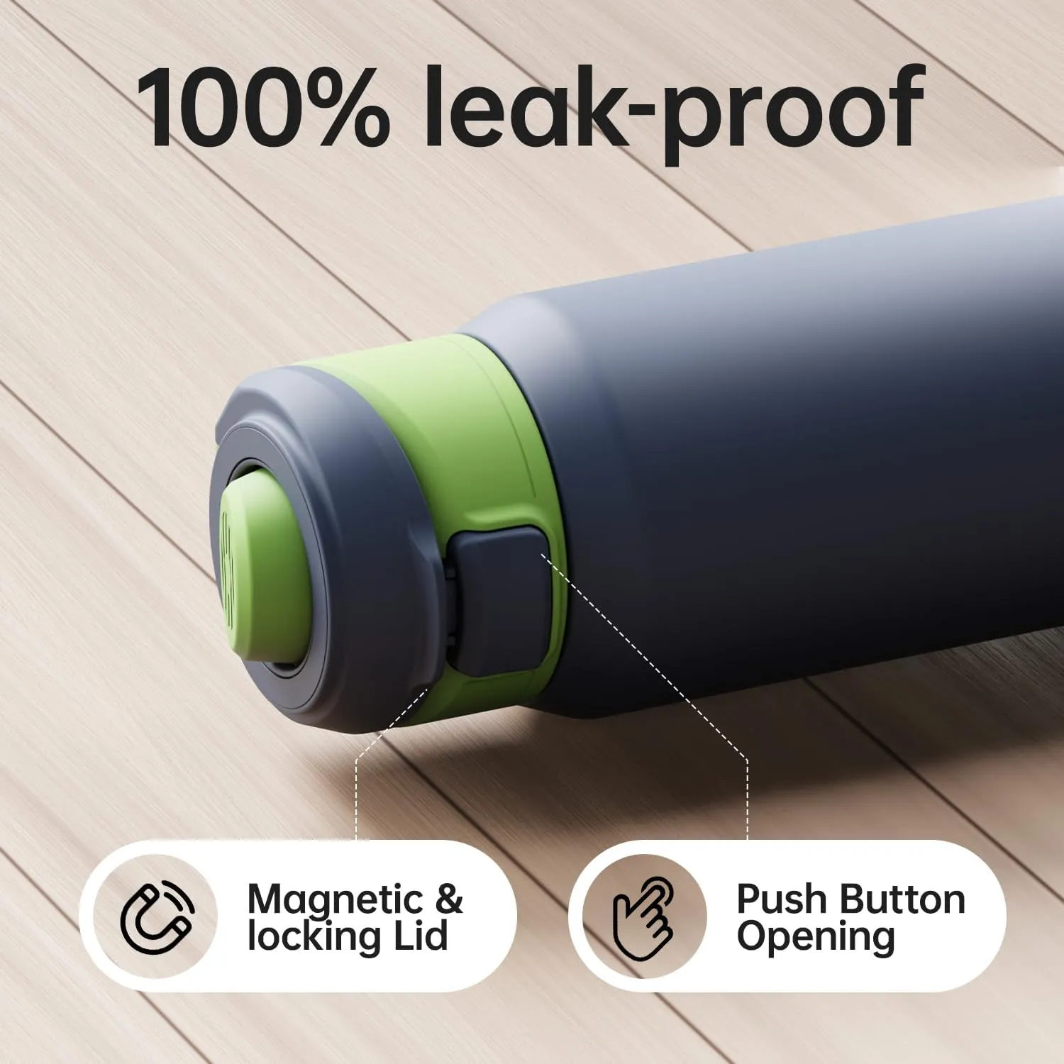 Insulated Magnetic Water Bottle - Reusable Stainless Steel Bottle with MagSafe Compatible Phone Holder -Keeps Cold for 24 Hours - Perfect for Gym, Sports, and Travel- Navy Blue 24oz