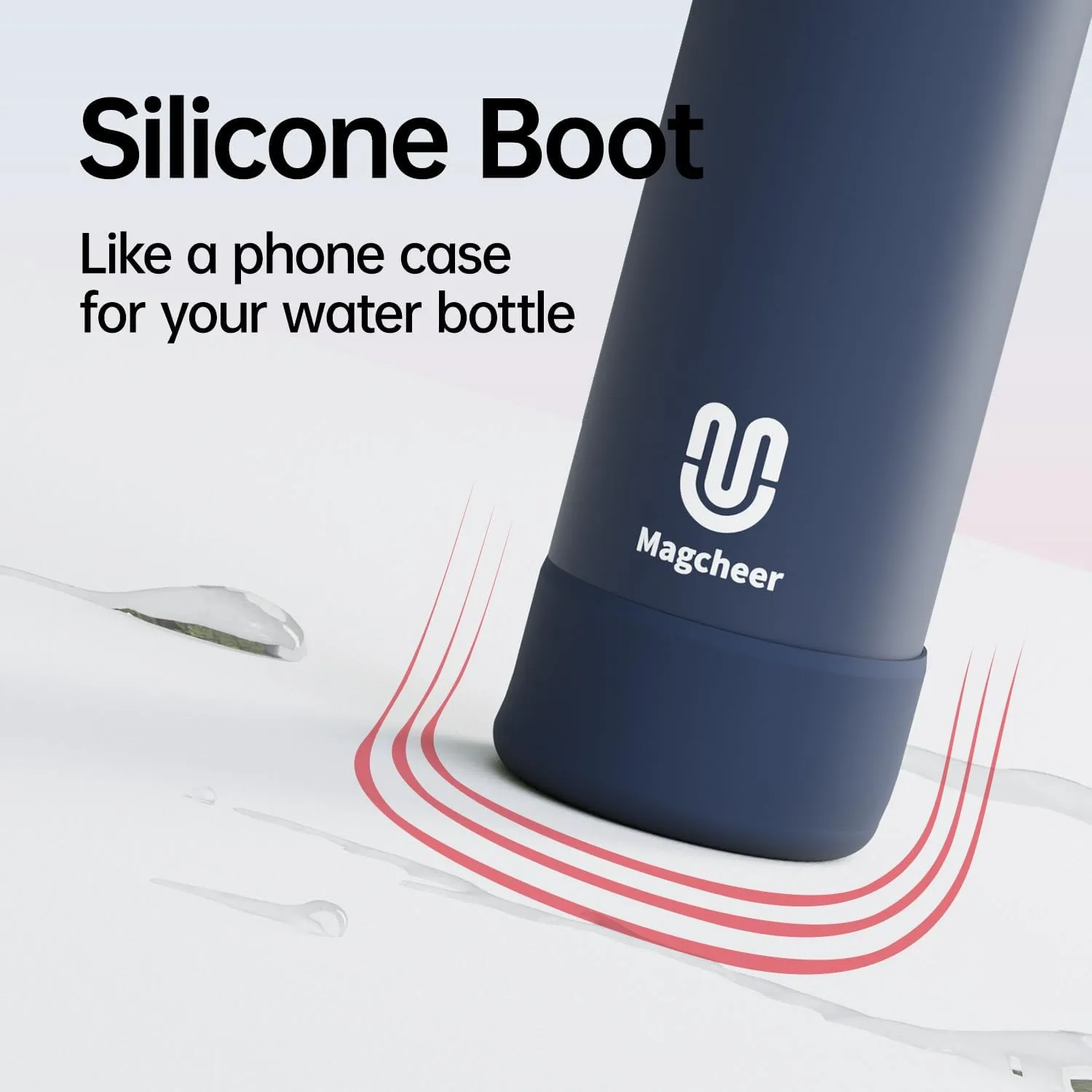 Insulated Magnetic Water Bottle - Reusable Stainless Steel Bottle with MagSafe Compatible Phone Holder -Keeps Cold for 24 Hours - Perfect for Gym, Sports, and Travel- Navy Blue 24oz