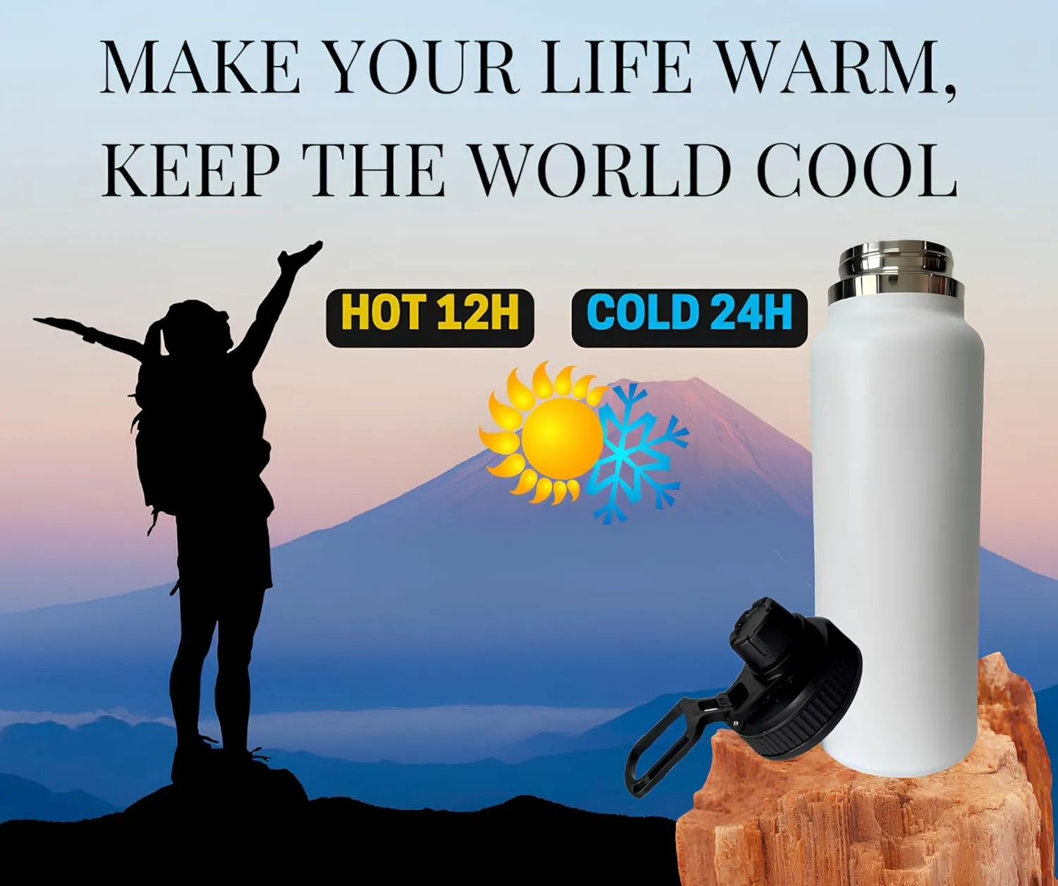 Insulated Stainless Steel Tumbler (White, 40 Oz, Water Bottle)