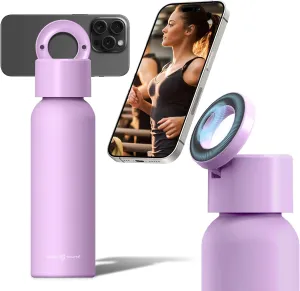 Insulated Water Bottle Compatible with Magsafe Holder, Magnetic Water Bottle Stainless Steel Water Cup Phone Mount Flask Leak-Proof Hot 12H Cold 24H Sports Car Cup Holder 25oz Lavender