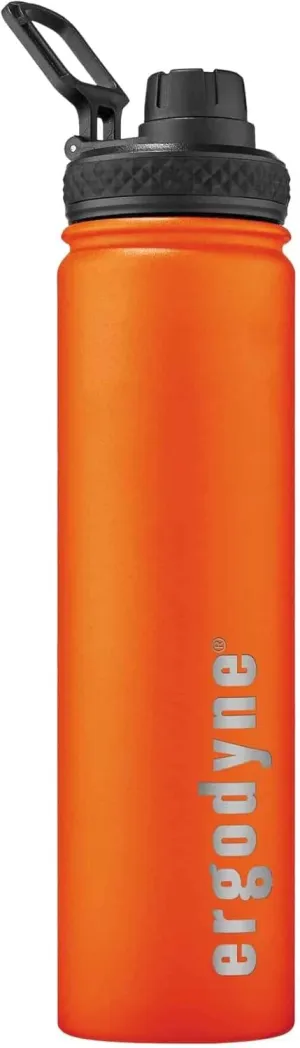 Insulated Water Bottle, Stainless Steel, Dual Cap Opening, 25 oz, Ergodyne Chill Its 5152,Orange