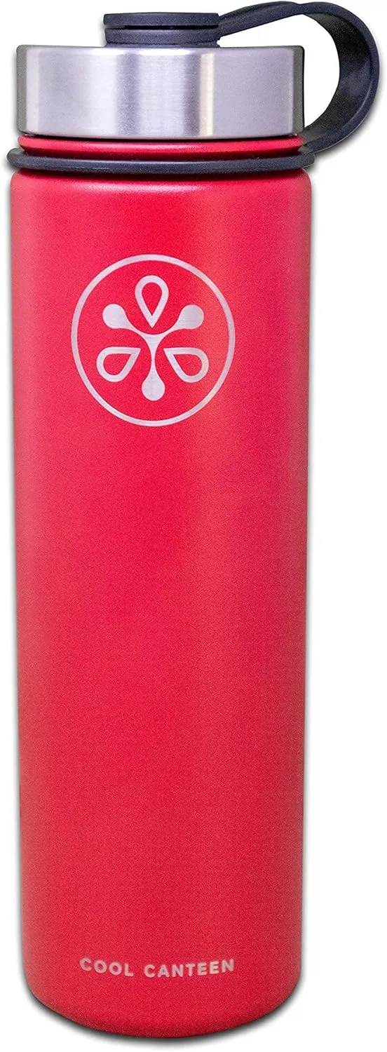 Insulated Water Bottle w/Straw Lid (22oz, 32oz, 40oz) - Stainless Steel Sports Flask - Wide Mouth Double Walled - Three Lids - Multiple Color Options