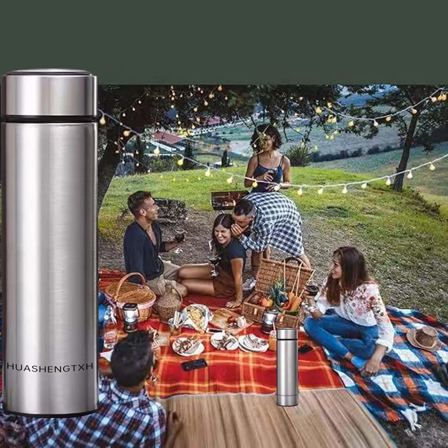 Insulating Water Bottle Outdoor Sports Stainless Steel Insulating Bottle Vacuum Sealed Coffee Bottle Travel Water Bottle Cold and Hot Water Bottle (Steel color)