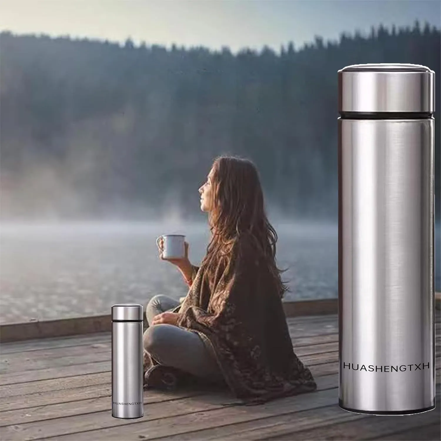 Insulating Water Bottle Outdoor Sports Stainless Steel Insulating Bottle Vacuum Sealed Coffee Bottle Travel Water Bottle Cold and Hot Water Bottle (Steel color)