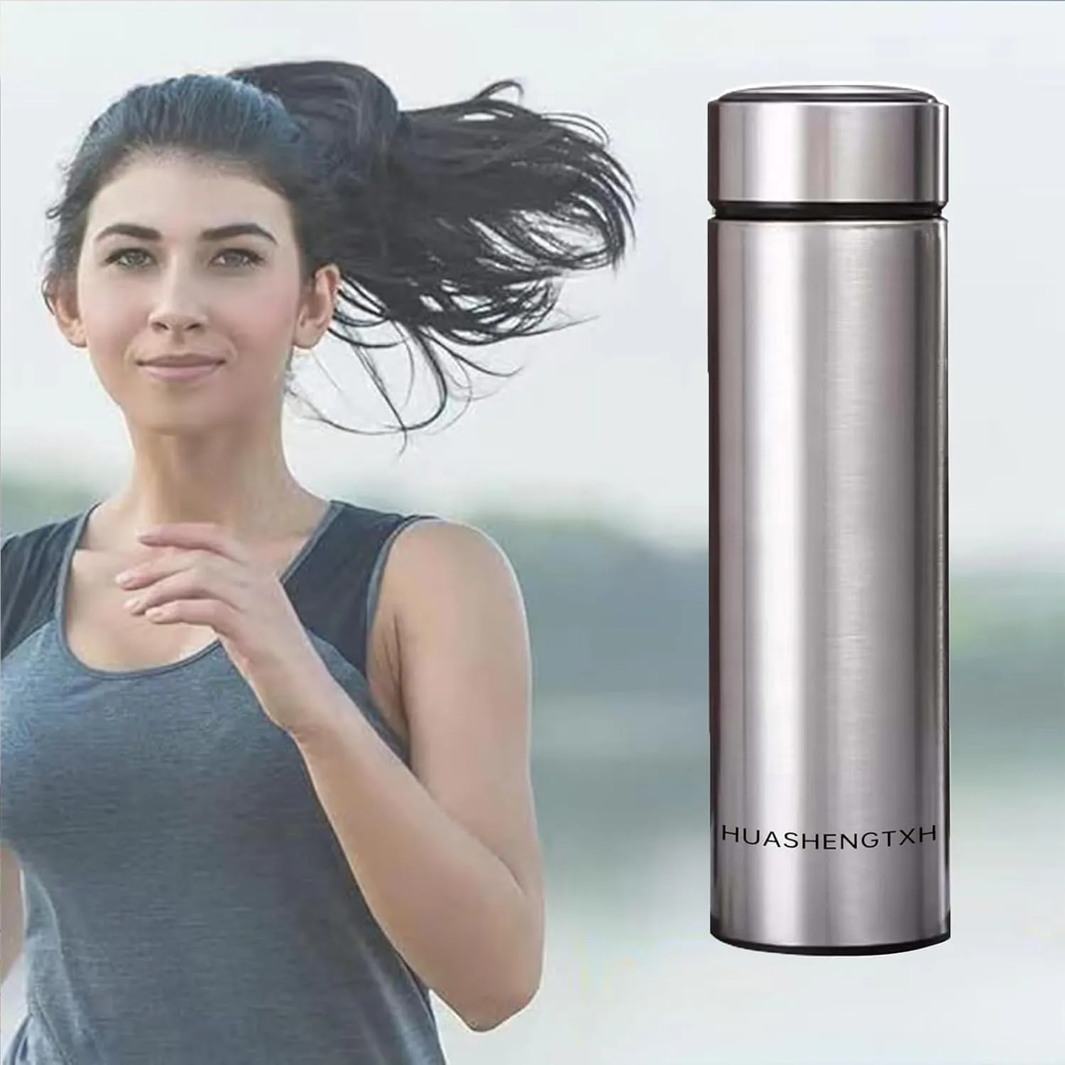 Insulating Water Bottle Outdoor Sports Stainless Steel Insulating Bottle Vacuum Sealed Coffee Bottle Travel Water Bottle Cold and Hot Water Bottle (Steel color)