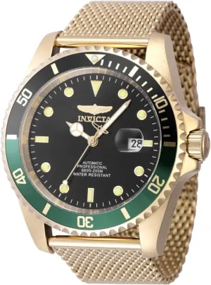 INVICTA Pro Diver Men 47mm Stainless Steel Gold Black dial 8215 Mechanical