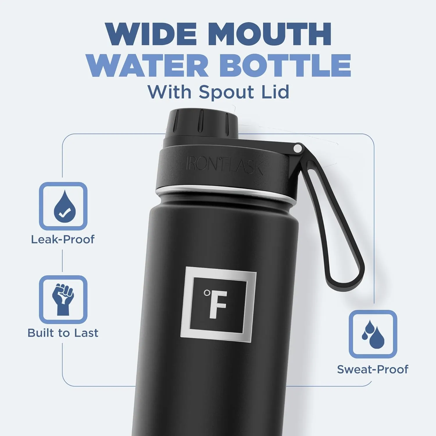 IRON °FLASK Camping & Hiking Hydration Flask with 3 Lids - Stainless Steel, Double Walled & Vacuum Insulated Water Bottle - Leak Proof & BPA Free (Bubble Gum, Spout - 22 oz)