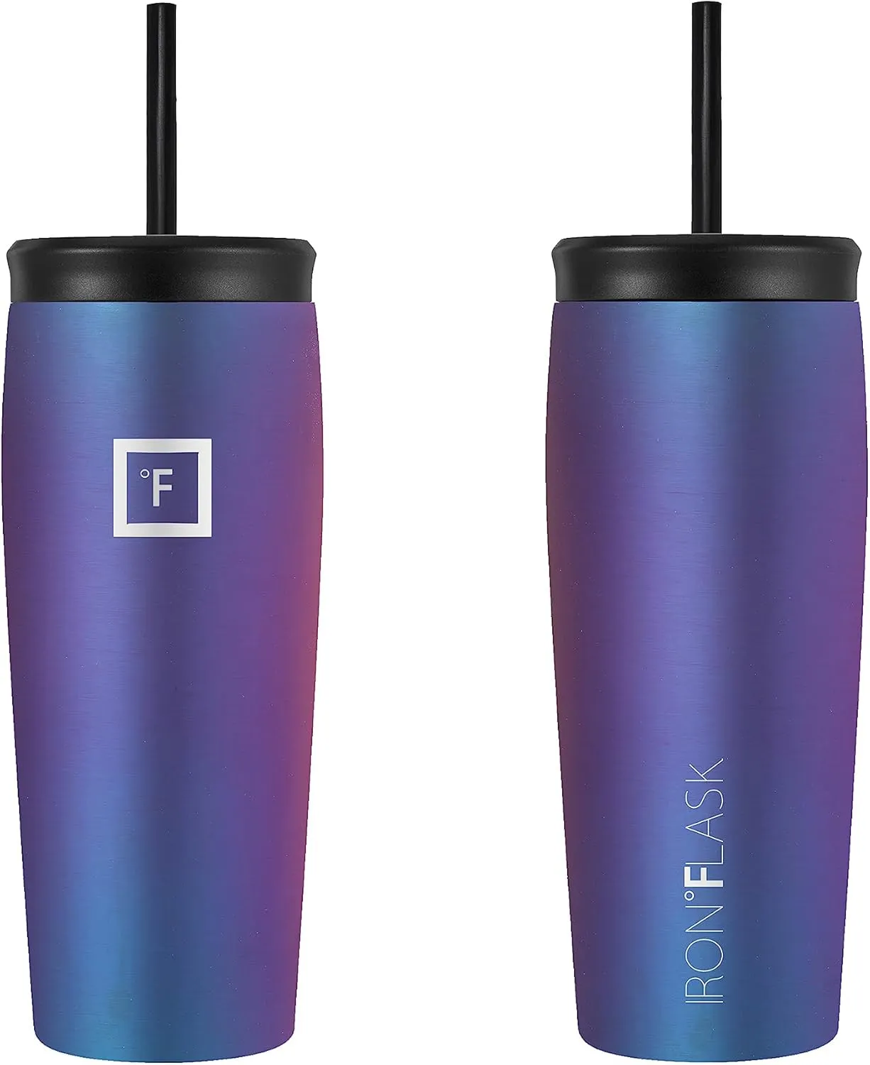 IRON °FLASK Nomad Tumbler - 2 Lids (Straw/Flip), Vacuum Insulated Stainless Steel Bottle, Double Walled, Drinking Cup, Thermos Coffee Travel Mug, Water - Aurora, 20 Oz