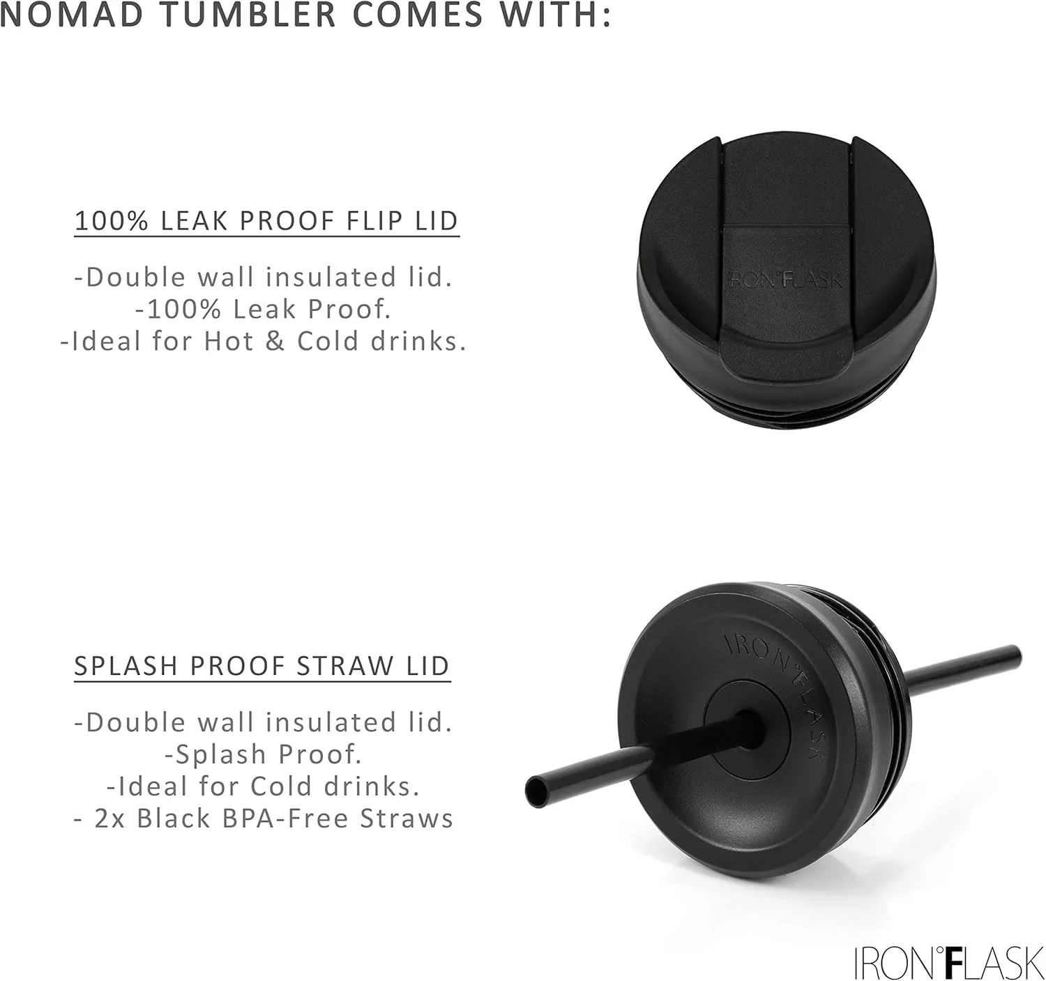 IRON °FLASK Nomad Tumbler - 2 Lids (Straw/Flip), Vacuum Insulated Stainless Steel Bottle, Double Walled, Drinking Cup, Thermos Coffee Travel Mug, Water - Aurora, 20 Oz