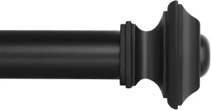 Ivilon Drapery Treatment Window Curtain Rod - Square Design 1 1/8 Rod. 72 to 144 Inch. Black