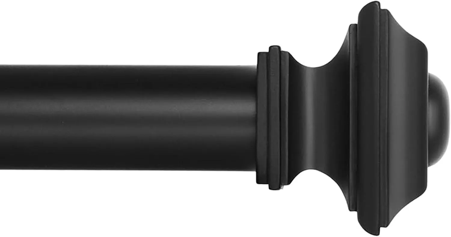 Ivilon Drapery Treatment Window Curtain Rod - Square Design 1 1/8 Rod. 72 to 144 Inch. Black