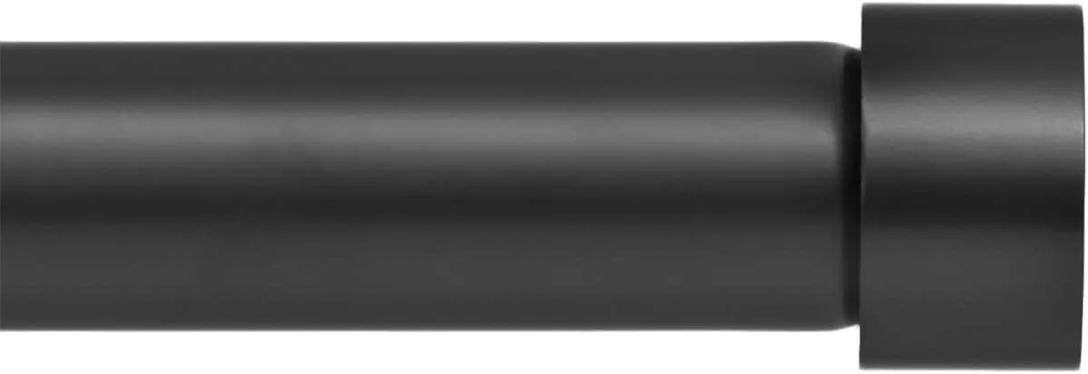 Ivilon Drapery Window Curtain Rod - End Cap Style Design 1 Inch Pole. 48 to 86 Inch Color Black