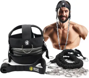 J Bryant Multifunctional Neck Head Harness Weight Lifting Training with Resistance Bands, Door Anchor and Chain, Full Range Muscle Workout