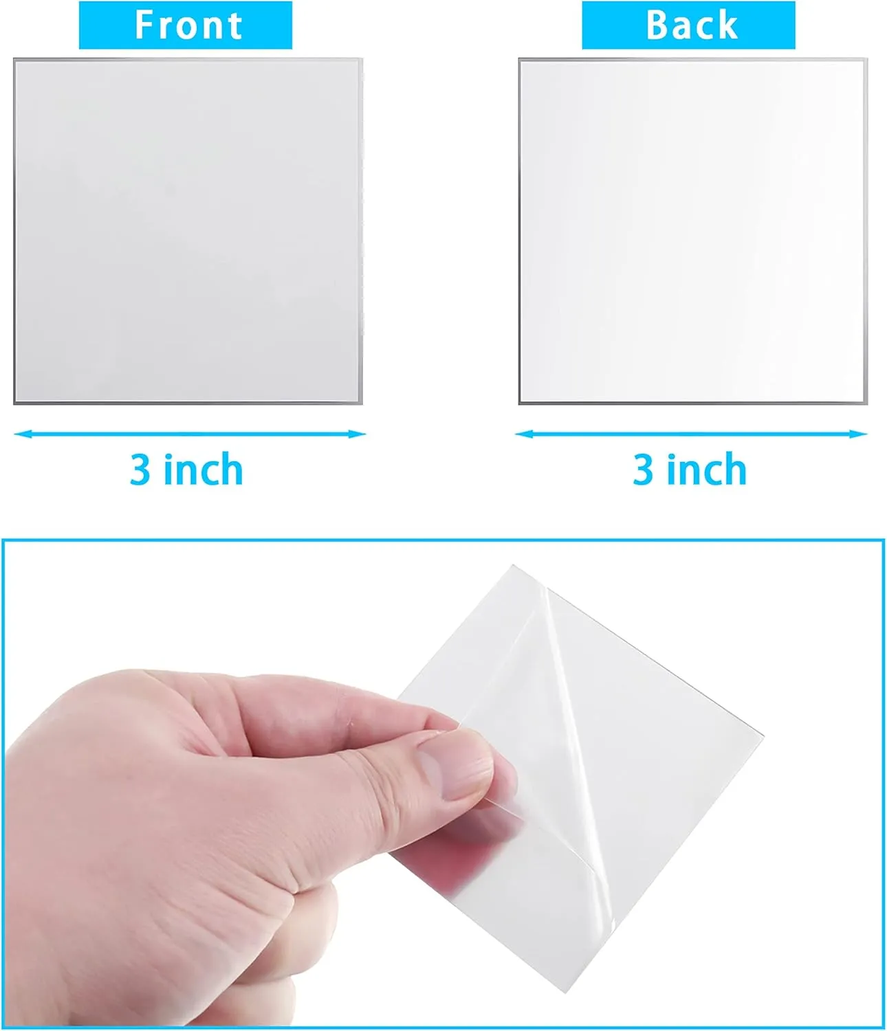 Jetec 25 Pieces Mini Size Acrylic Square Mirror Adhesive Small Square Mirror Tiles for Crafts and DIY Projects Supplies(50 Pcs,3 Inches)