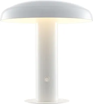 JONATHAN Y JYL7114B Suillius 11" Contemporary Bohemian Rechargeable/Cordless Portable Iron Integrated LED Mushroom Table Lamp Modern, Coastal Bedside Desk Nightstand Lamp, White