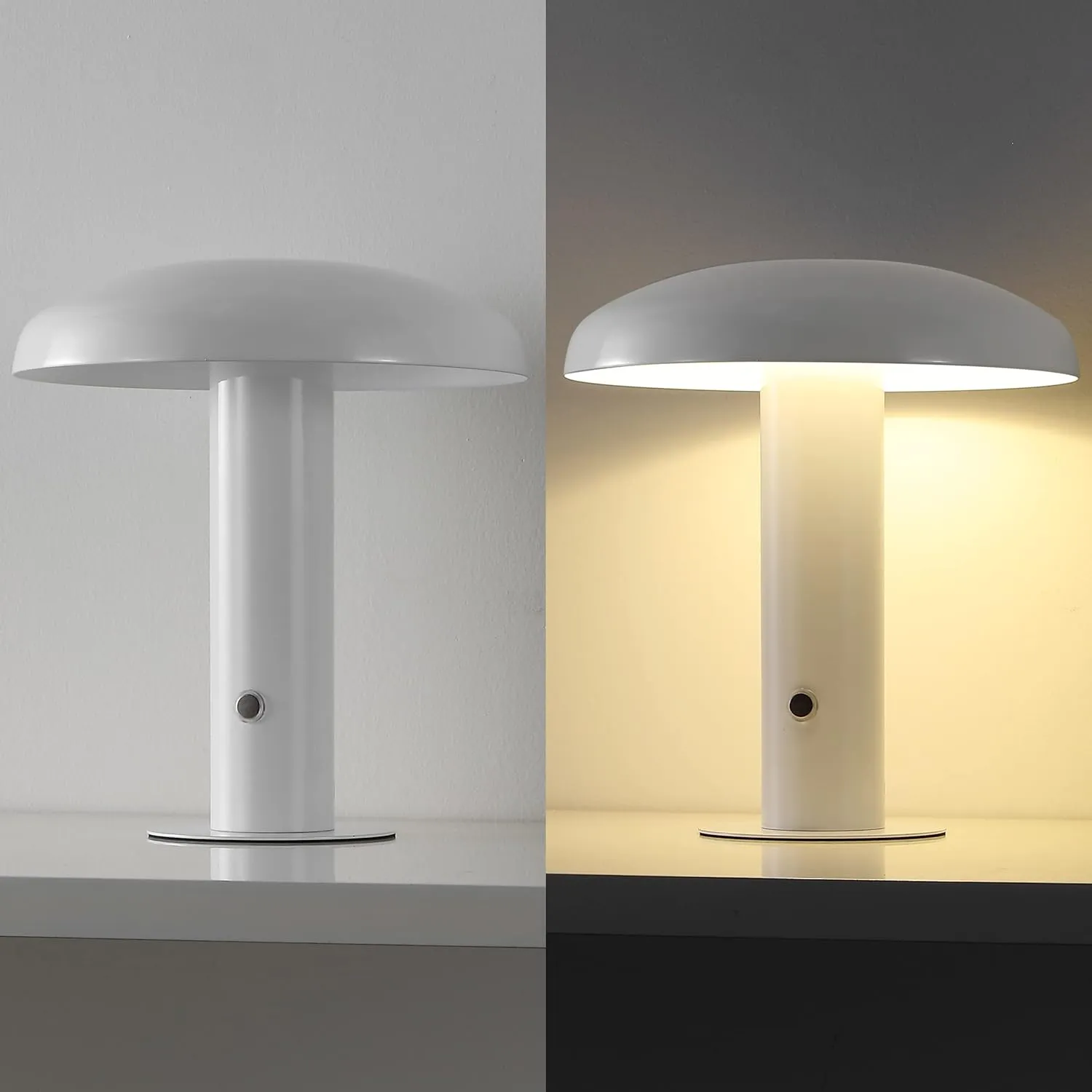 JONATHAN Y JYL7114B Suillius 11" Contemporary Bohemian Rechargeable/Cordless Portable Iron Integrated LED Mushroom Table Lamp Modern, Coastal Bedside Desk Nightstand Lamp, White