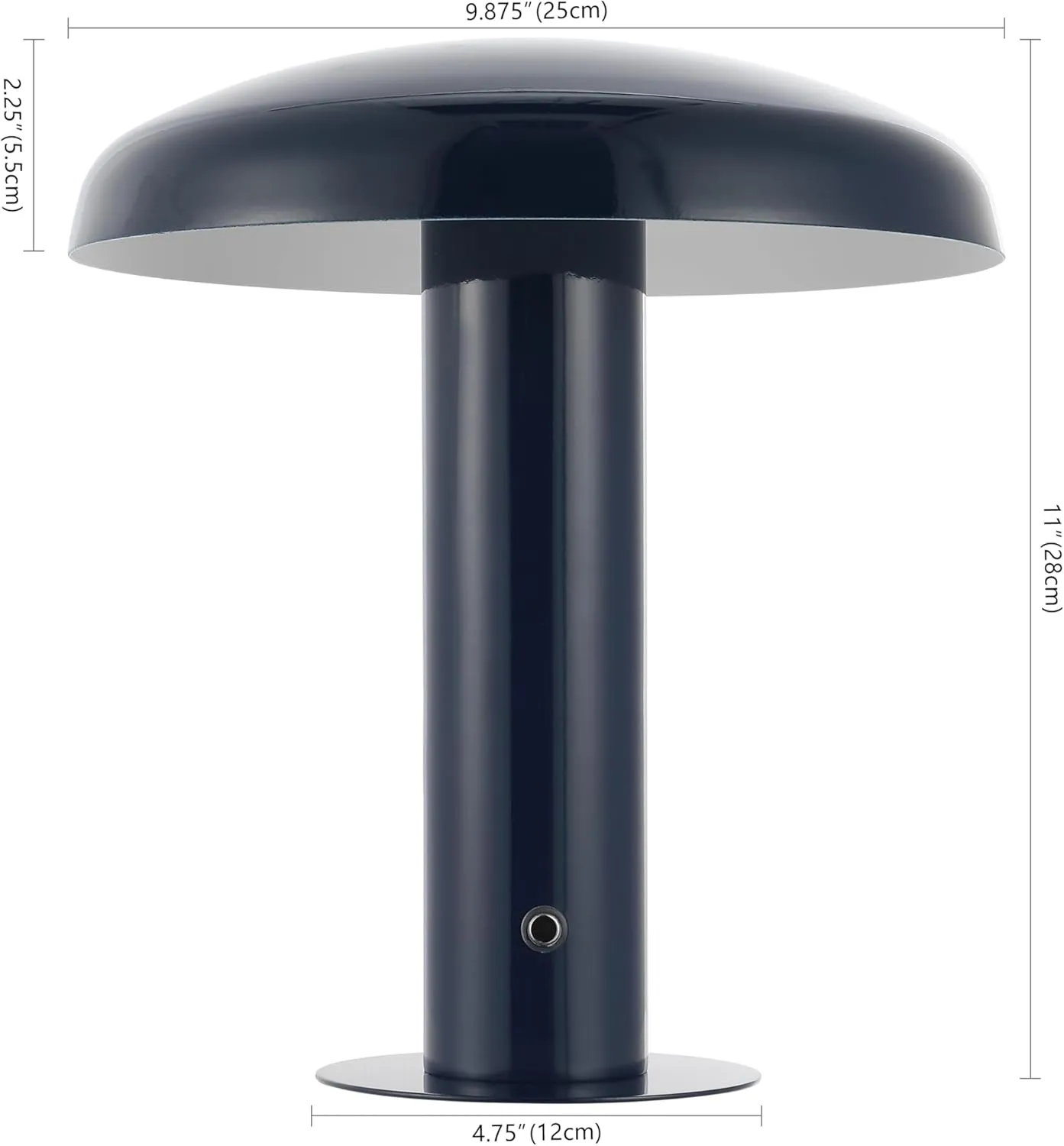 JONATHAN Y JYL7114F Suillius 11" Contemporary Bohemian Rechargeable/Cordless Iron Dimmable Integrated LED Mushroom Table Lamp, Navy, for Bar Console, Vanity