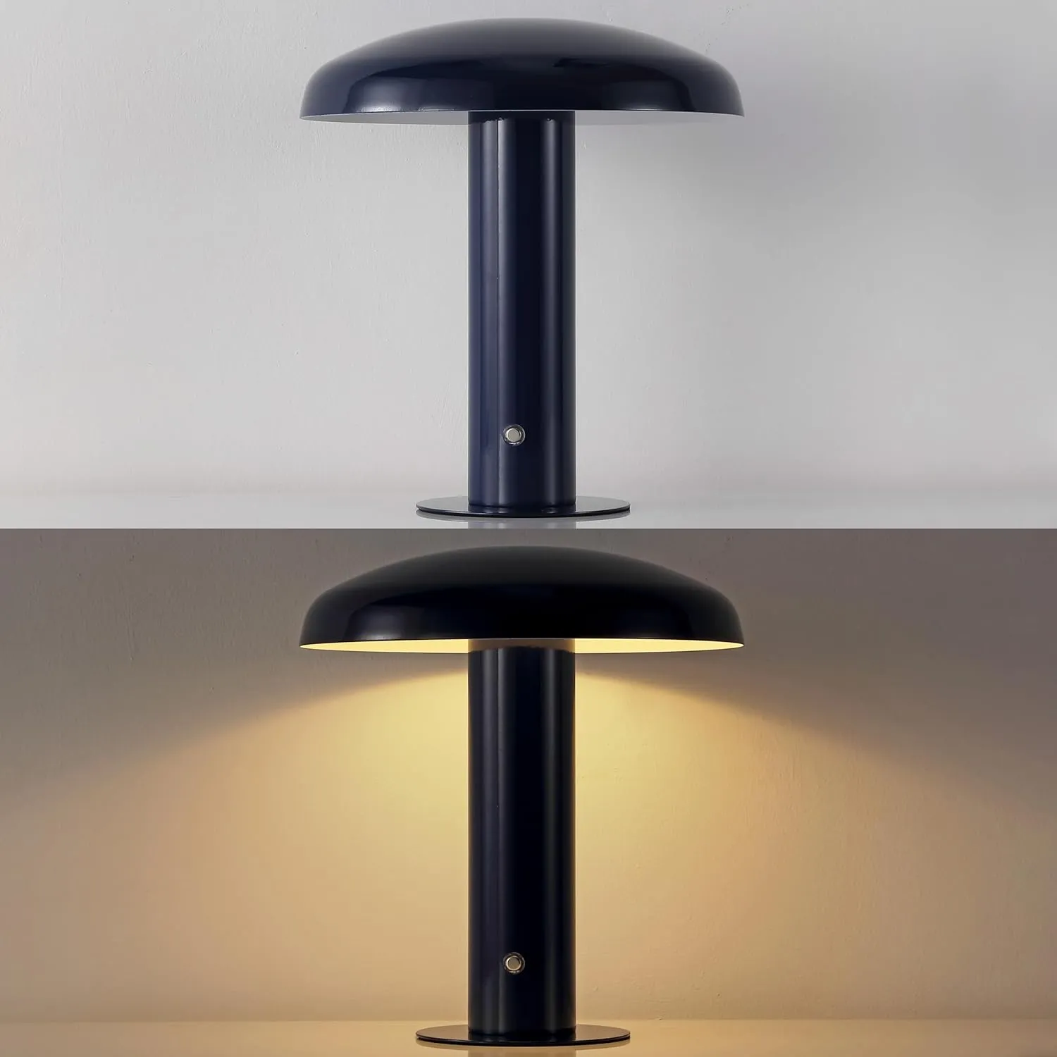 JONATHAN Y JYL7114F Suillius 11" Contemporary Bohemian Rechargeable/Cordless Iron Dimmable Integrated LED Mushroom Table Lamp, Navy, for Bar Console, Vanity