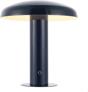 JONATHAN Y JYL7114F Suillius 11" Contemporary Bohemian Rechargeable/Cordless Iron Dimmable Integrated LED Mushroom Table Lamp, Navy, for Bar Console, Vanity