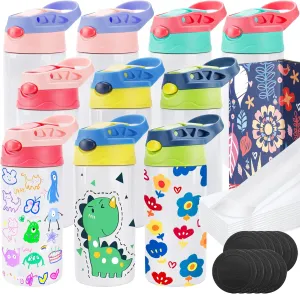 Joyclub 10 Pack Kids Sublimation Tumbler Water Bottle Blanks Insulated Tumbler Stainless Steel Children Sublimation Cups for DIY Craft Heat Press Print
