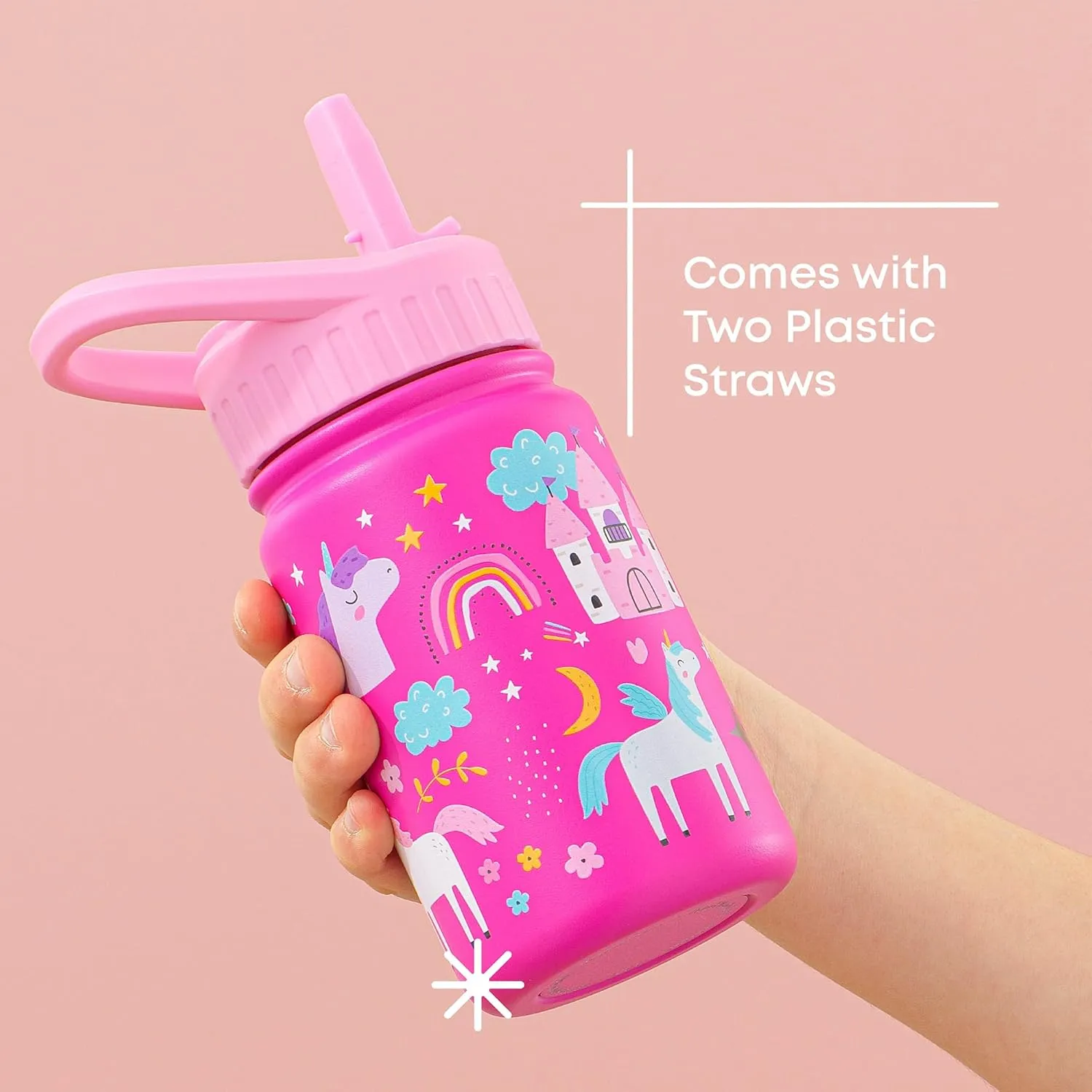 JoyJolt Kids Water Bottle with Straw Lid, 12oz Small Stainless Steel Reusable Tumbler for Kids, Girls, Boys, or Teen, Vacuum Insulated Water Bottle for School, Travel, and Outdoors, Leakproof