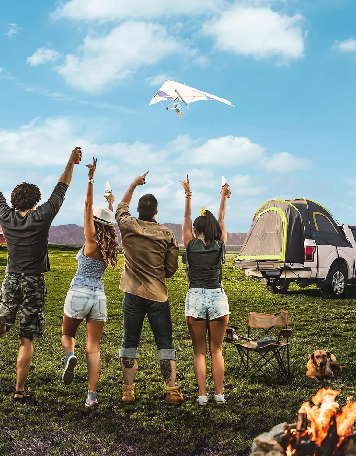 JOYTUTUS Pickup Truck Tent 2.0, Waterproof PU2000mm Double Layer for 2 Person, Portable Truck Bed Tent with Rainfly, 5.5'-6' Camping Preferred - Green