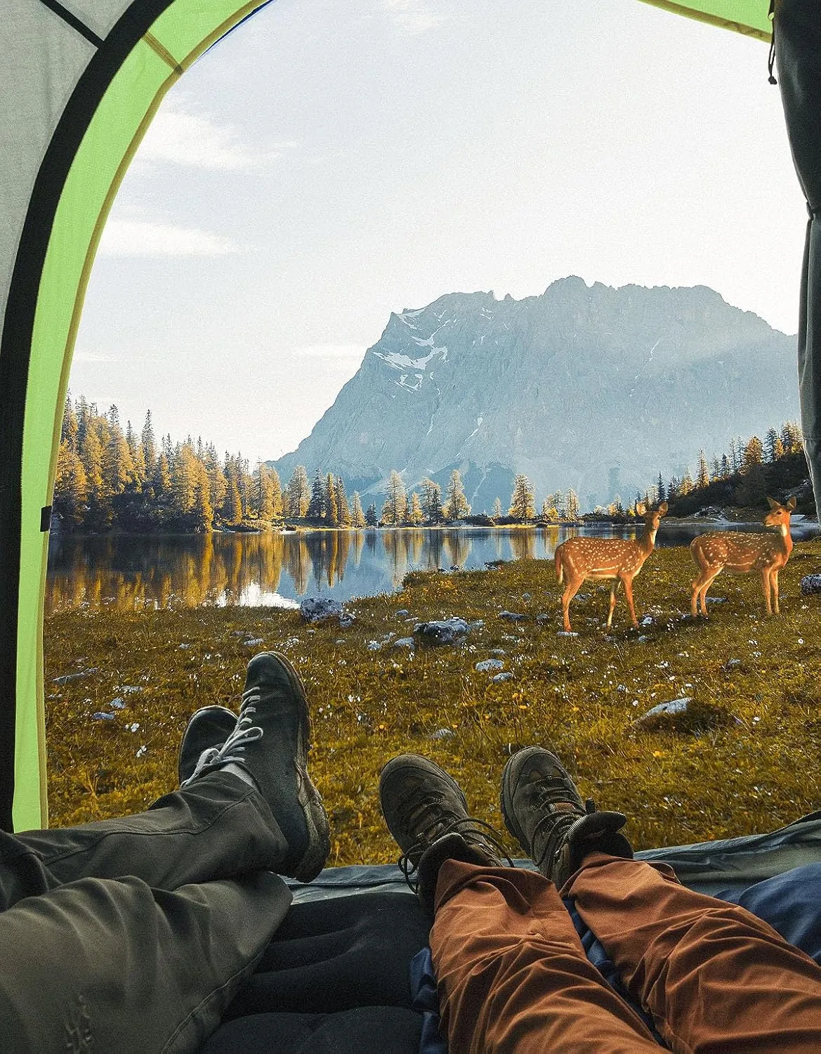 JOYTUTUS Pickup Truck Tent 2.0, Waterproof PU2000mm Double Layer for 2 Person, Portable Truck Bed Tent with Rainfly, 5.5'-6' Camping Preferred - Green