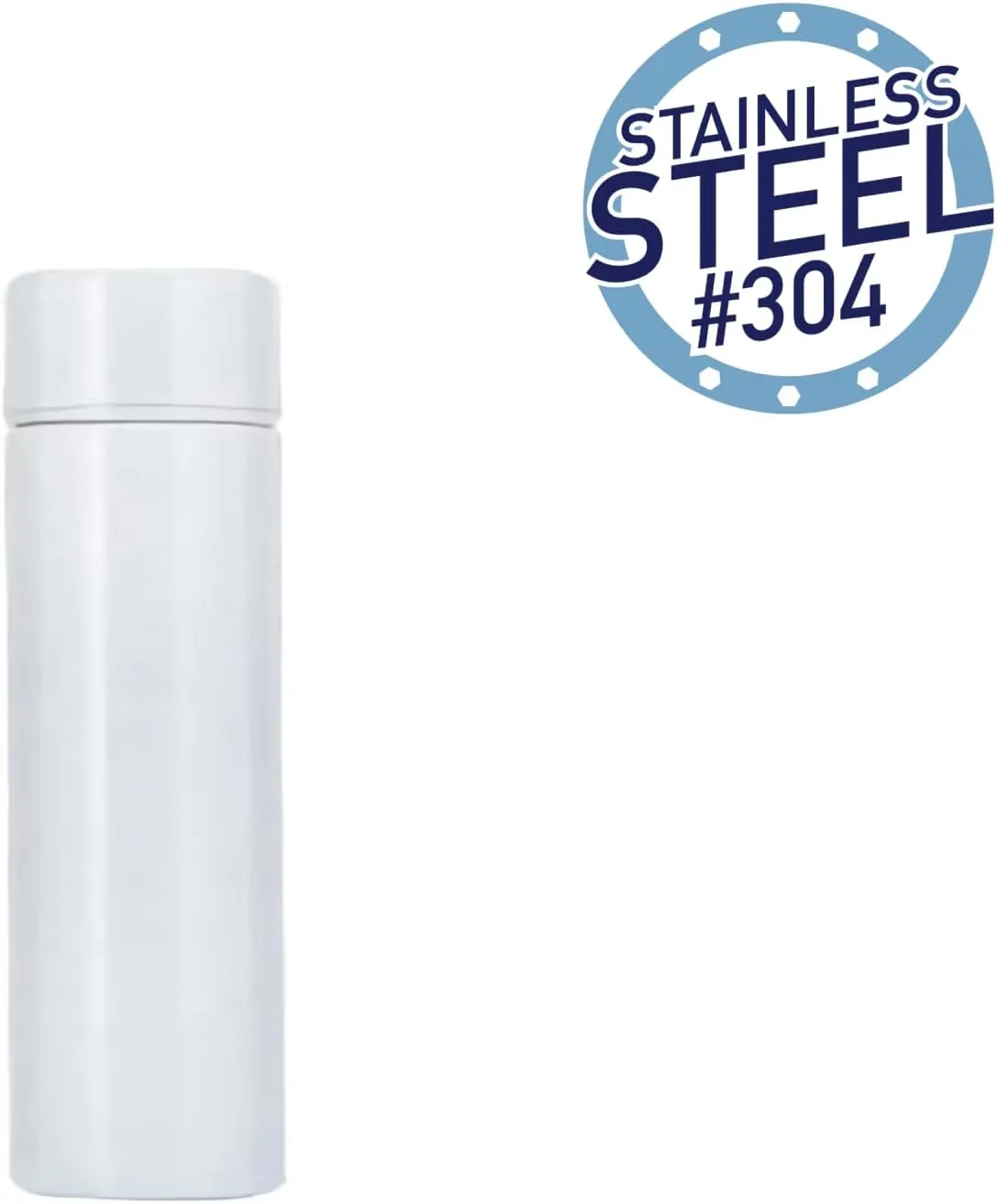 Jumigra Insulated Water Bottle, 18/8 (304) Stainless Steel, Super Slim Skinny Mini, Portable, Leak Proof, 5oz, White