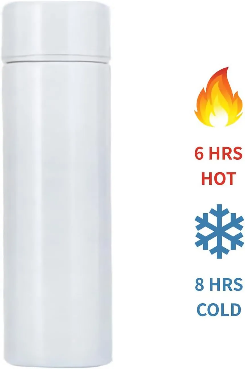 Jumigra Insulated Water Bottle, 18/8 (304) Stainless Steel, Super Slim Skinny Mini, Portable, Leak Proof, 5oz, White