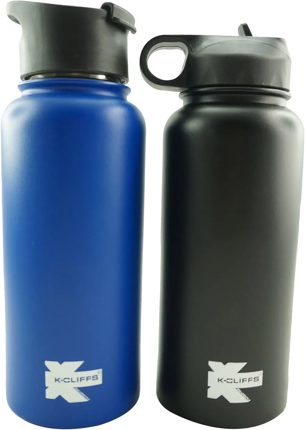 K-Cliffs Double Wall Vacuum Insulated Stainless Sport Water Bottle Thermo Travel Flask Coffee Mug with 3 Lids Straw Coffee Sport Cap BPA Free