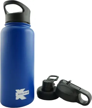 K-Cliffs Double Wall Vacuum Insulated Stainless Sport Water Bottle Thermo Travel Flask Coffee Mug with 3 Lids Straw Coffee Sport Cap BPA Free