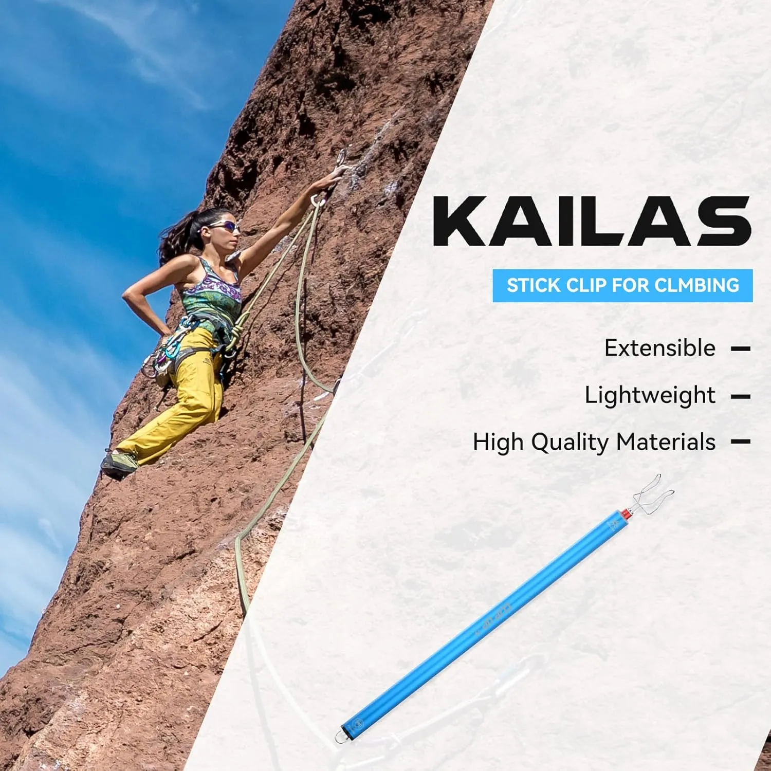 KAILAS Stick Clip Up Rock Climbing Quickdraws Carabiners Climbing Accessories Grabber Reacher Tool Lightweight Extendable
