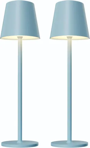 Kakanuo Blue Cordless Lamp, Rechargeable Lamps, Battery Operated, 3 Color Temperature, Stepless Dimmable, LED Portable Wireless Battery Lamp, Set of 2
