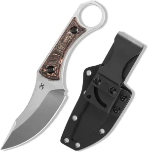 KANSEPT Niko Fixed blade Knife with Sheath, 3.54'' Stonewashed D2 Sharp Blade and Copper Carbon Fiber Handle, Adjustable Kydex Sheath for EDC, Fixed Knifes for Camping Hiking Fishing G004A5