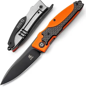 KATSU Japanese Folding Pocket Knife, Sakura Blade Nemoto Design EDC Suitable for camping, Hiking, Hunting Cool Knives for Men (Orange G10)
