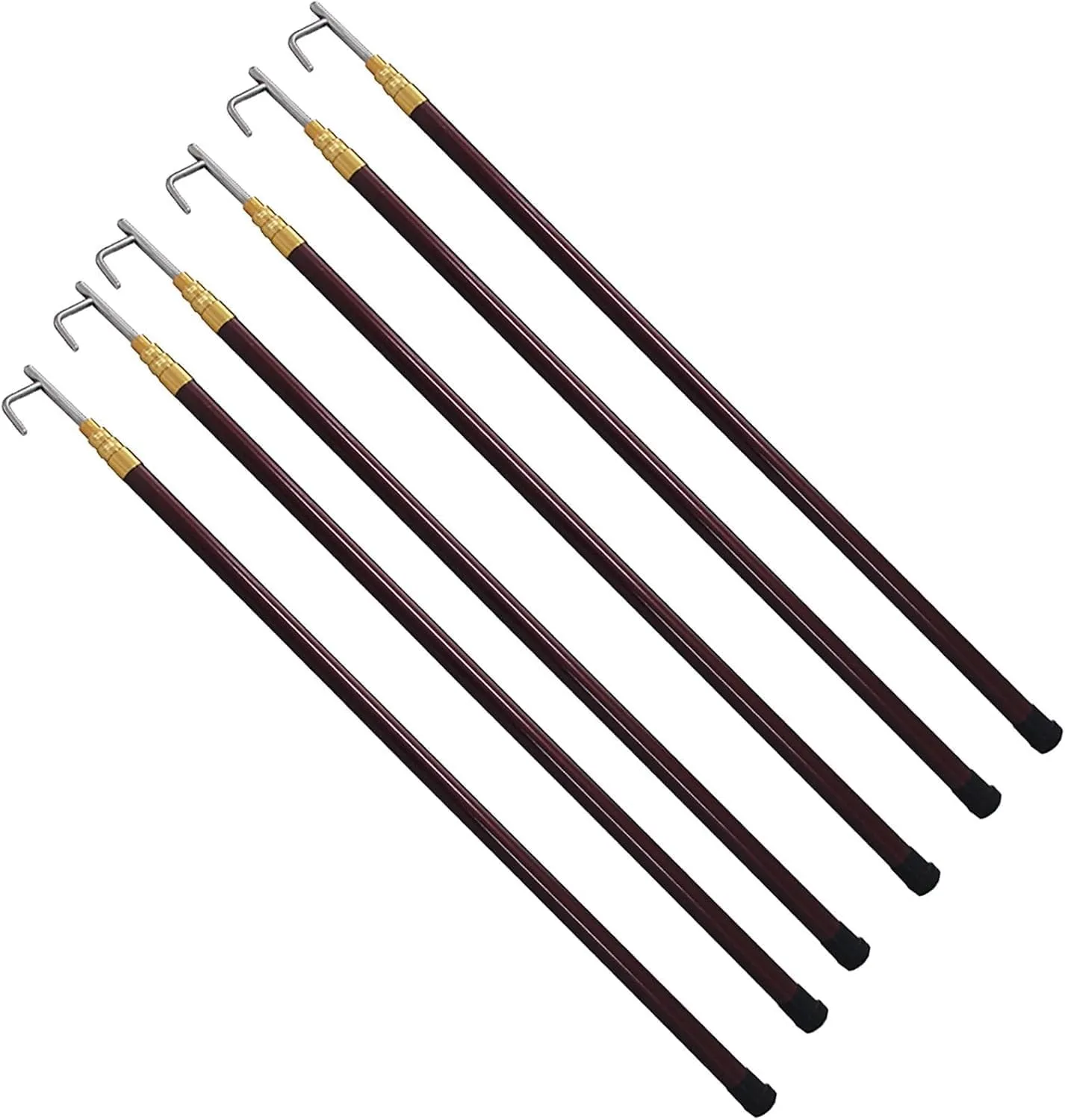 Katzowen 6 Pack Telescopic Rescue Pull Poles Equipment Heavy Duty Commercial Multifunctional Boat Hook Pole, for Drowning Victims, Professional & Utility Cargo Gripping Tool