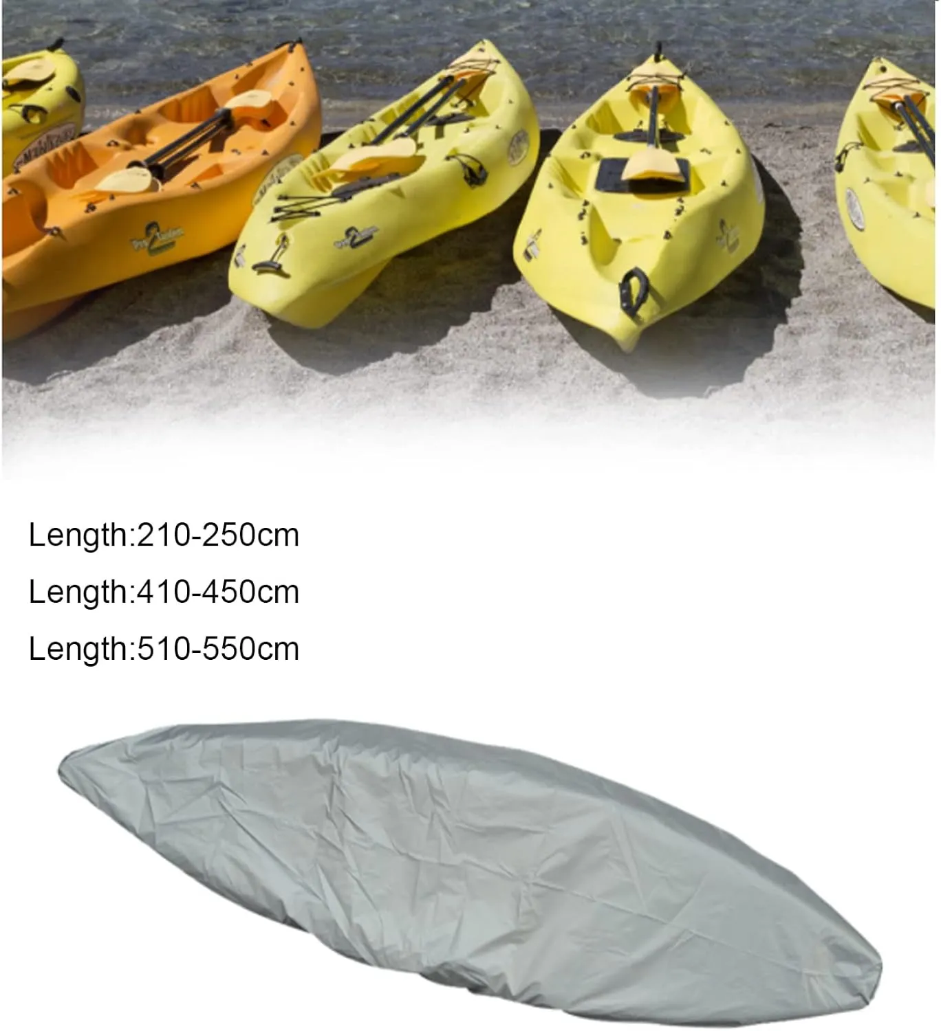 Kayak Boat Cover Waterproof Dustproof and UV-Proof Boat Cover Oxford Fiber Cloth SUP Protective Cover Surfboard Sock Cover,M(Length420cm)