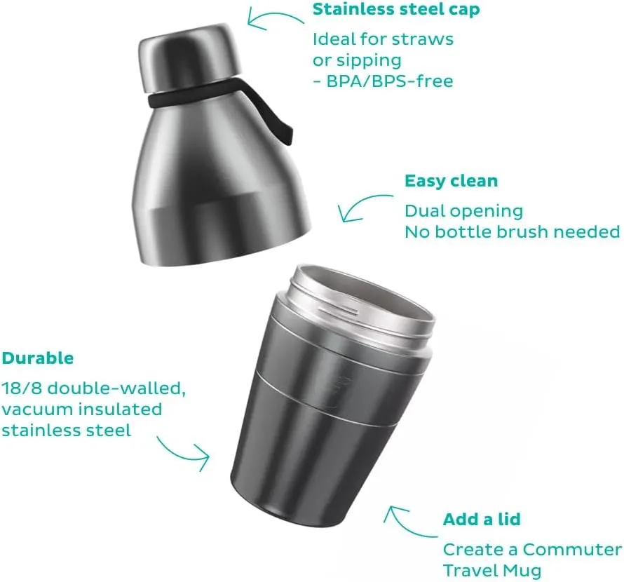 KeepCup Thermal Stainless Steel Water Bottle | Vacuum Insulated Travel Coffee Thermos Cup with Spill Proof Lid | Medium | 18oz / 532ml | Calenture