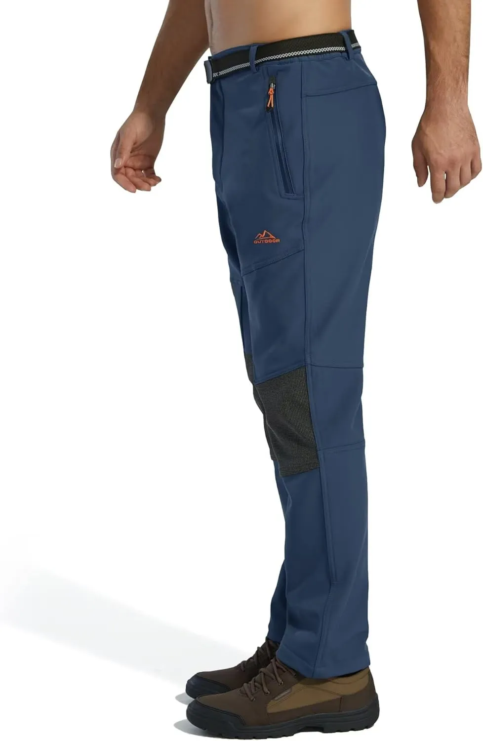 KEFITEVD Men's Snow Ski Pants Softshell Fleece Lined Snowboard Pants Winter Outdoor Windproof Insulated Hiking Cargo Pants