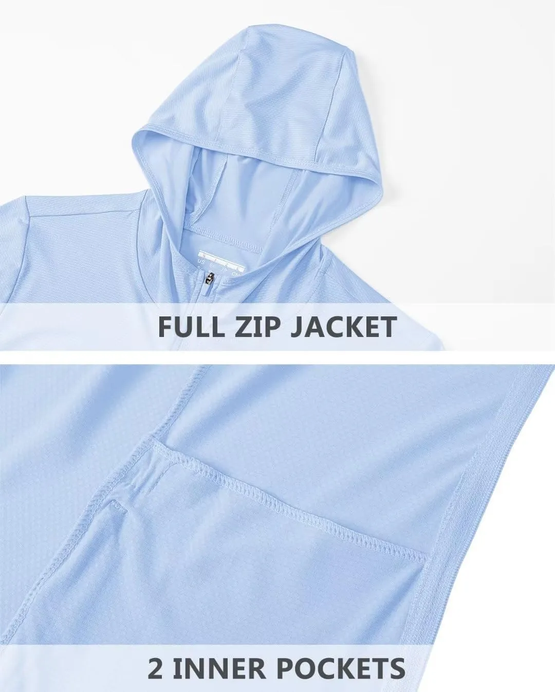 KEFITEVD Women's UPF 50  Sun Protection Light Jackets Full Zip Up Long Sleeve Sun Hoodie Outdoor Performance Hiking Shirts