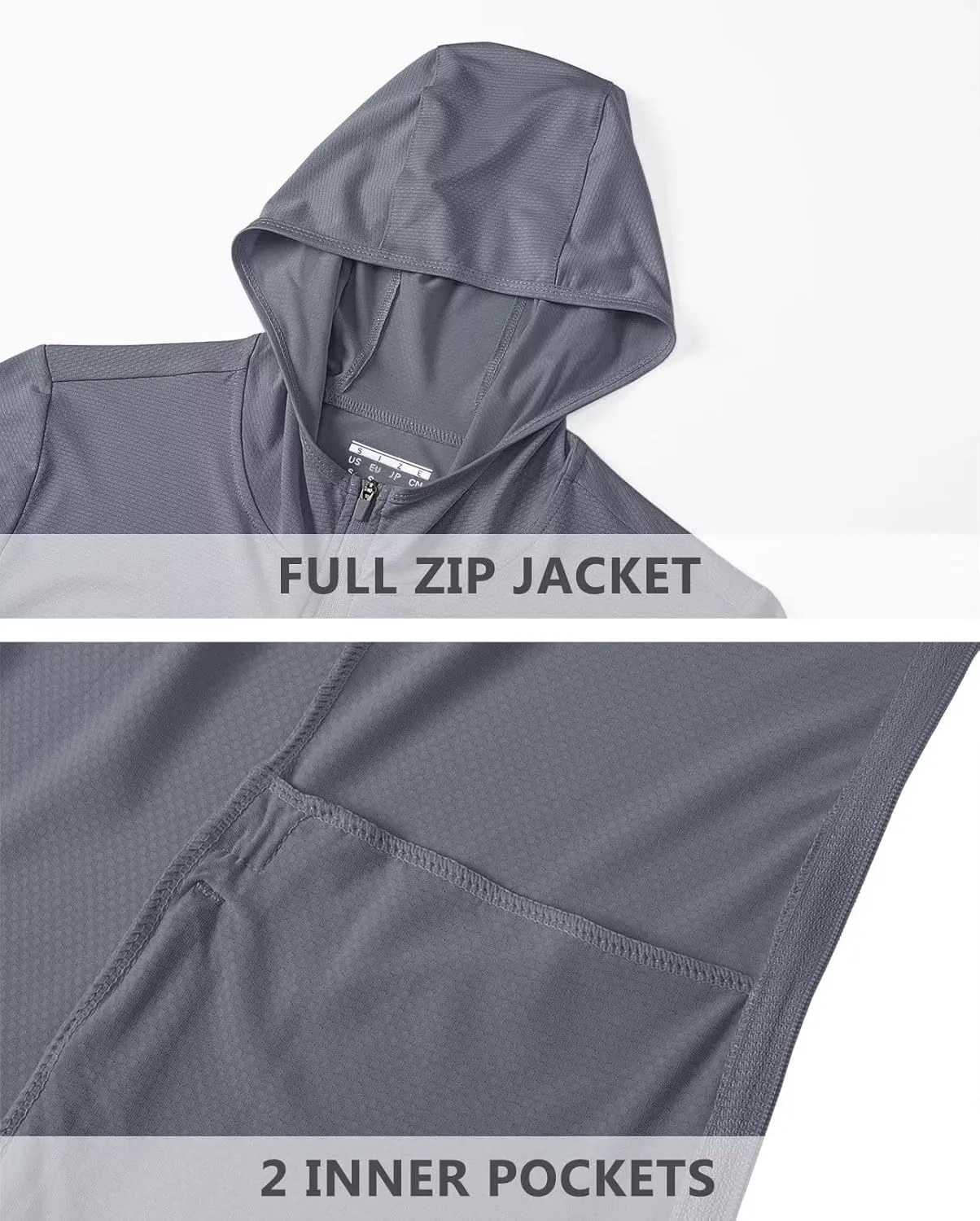 KEFITEVD Women's UPF 50  Sun Protection Light Jackets Full Zip Up Long Sleeve Sun Hoodie Outdoor Performance Hiking Shirts