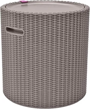 Keter Cool Side Table Cooler 3 in 1 Outdoor Patio Table and Ice Chest Storage, Ideal Hot Tub Table, Decor and Outdoor Patio Bar, Portable Bar, Taupe