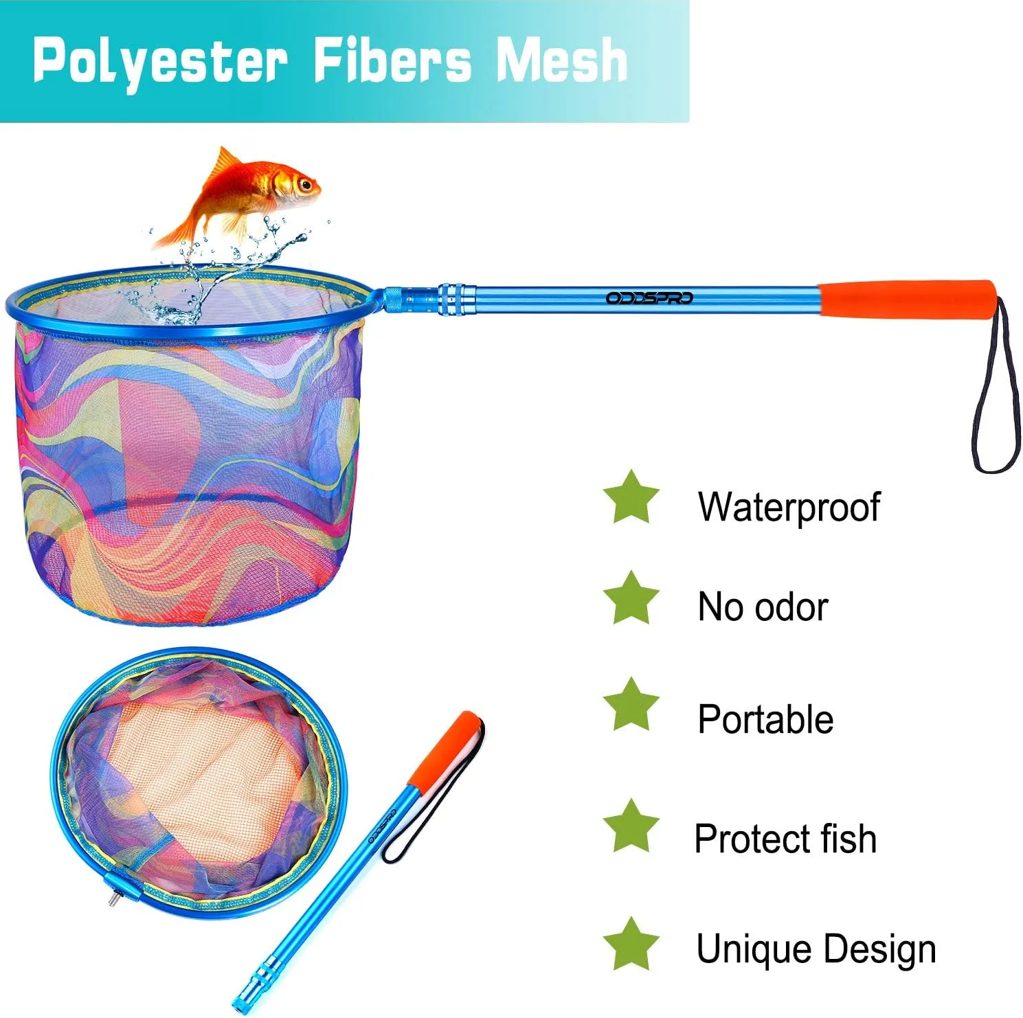 Kids Fishing Net - Telescoping Bait, Minnow, and Butterfly Net With 11.4" Depth, Handle Extends to 30" for Easy Catch and Release