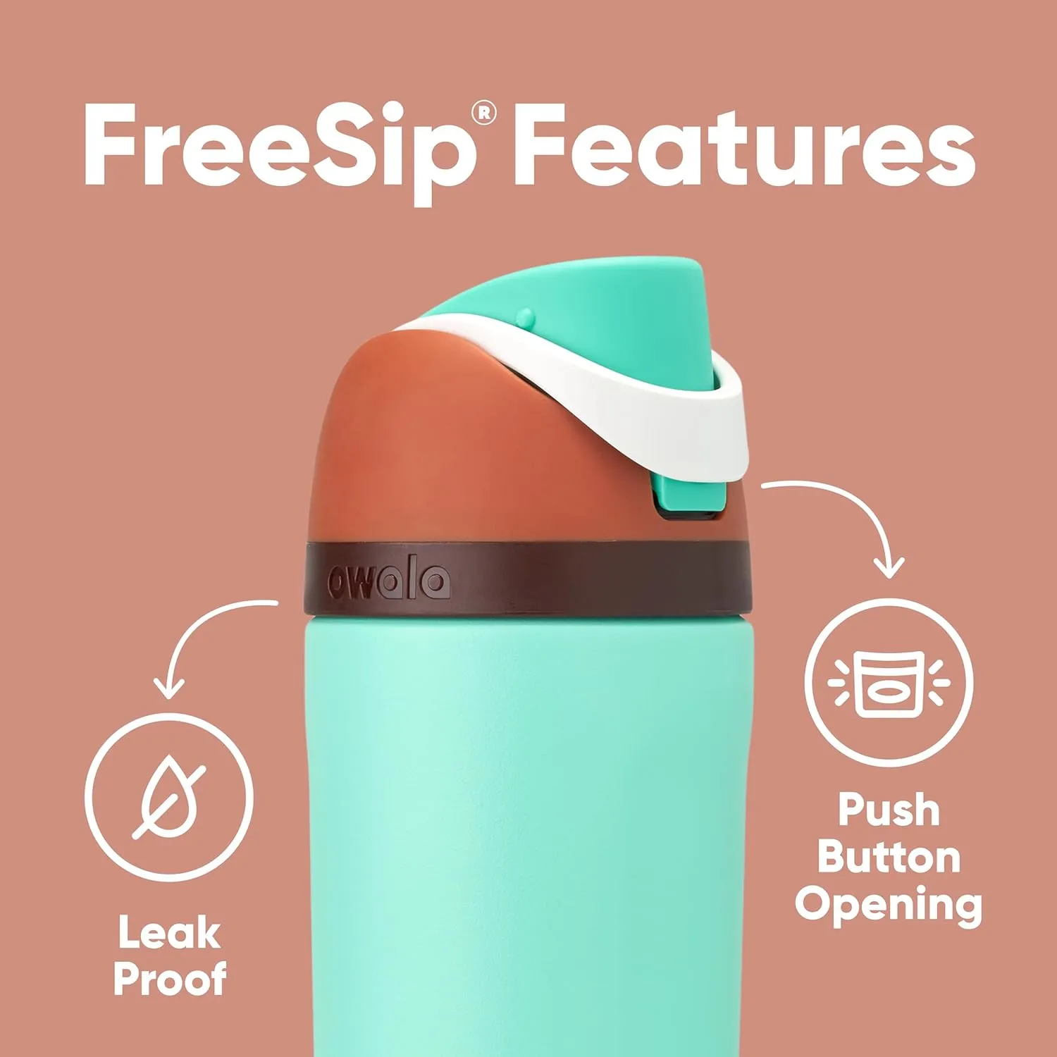 Kids FreeSip Insulated Stainless Steel Water Bottle with Straw for Sports, Travel, and School BPA-Free Sports Water Bottle, 16 oz, Mint Chocolate